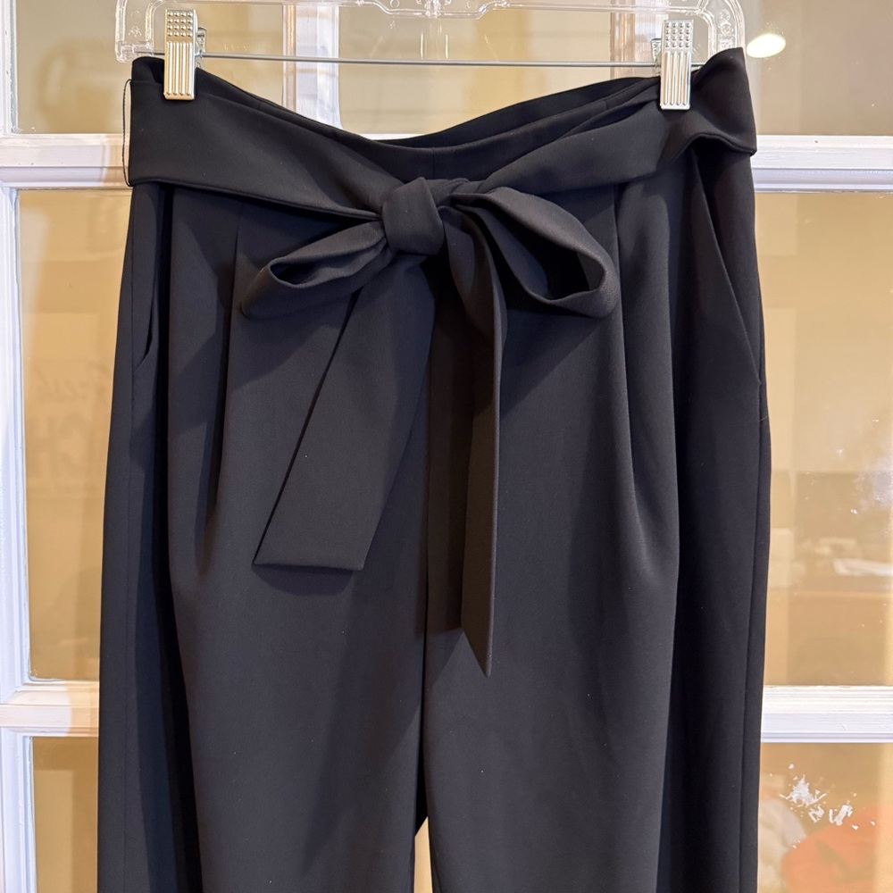 Alice + Olivia Black Pants Zip Back with Tie Belt Size 4 High Waisted